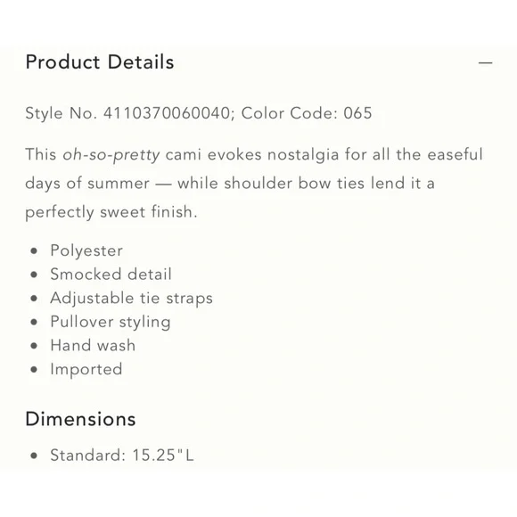 Anthropologie Black Smocked Cami NWT Size XL - Picture 12 of 12